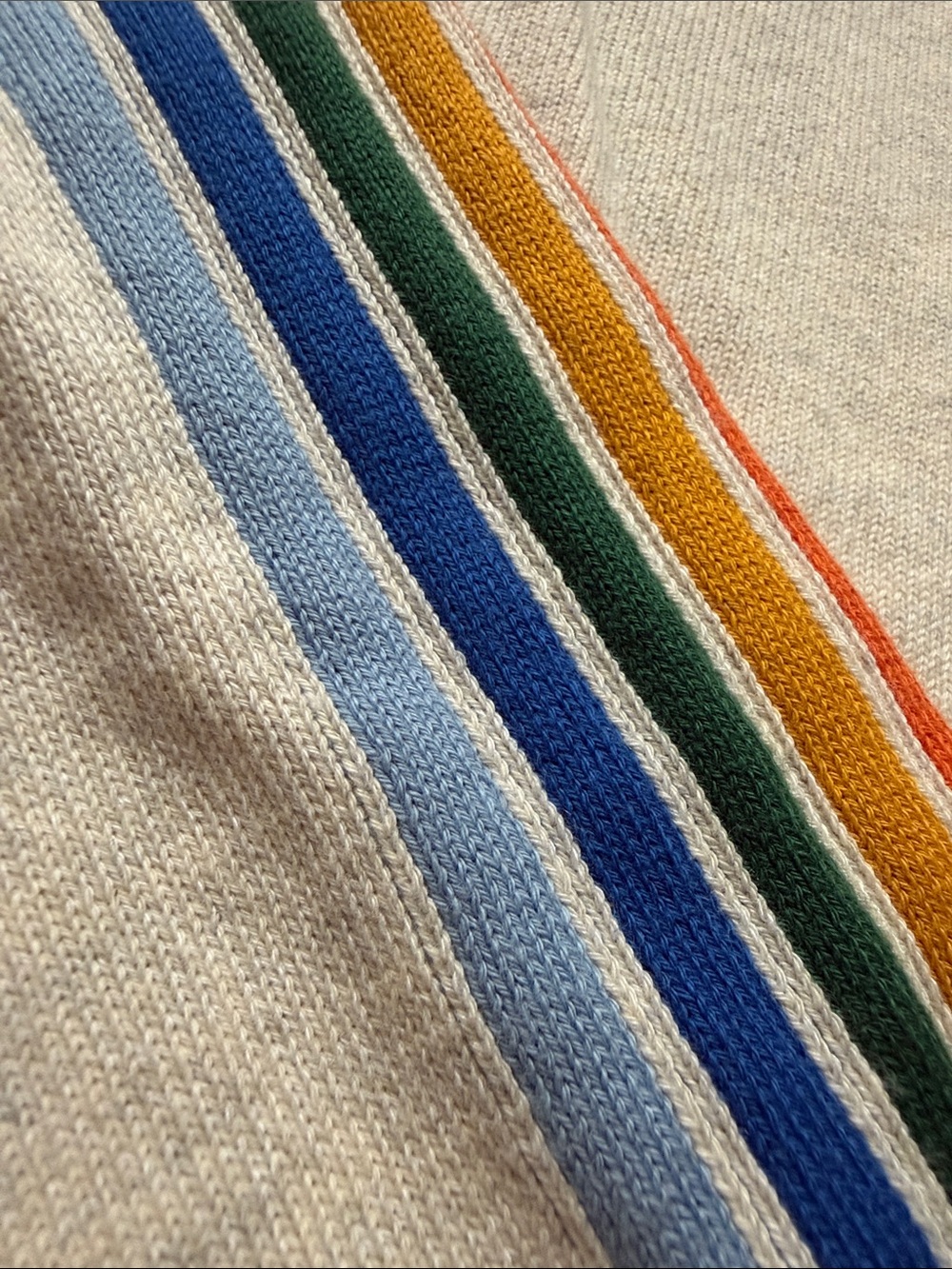 Outerknown Cream Crewneck Sweater with Rainbow Stripe Detail size Small - Picture 2 of 6